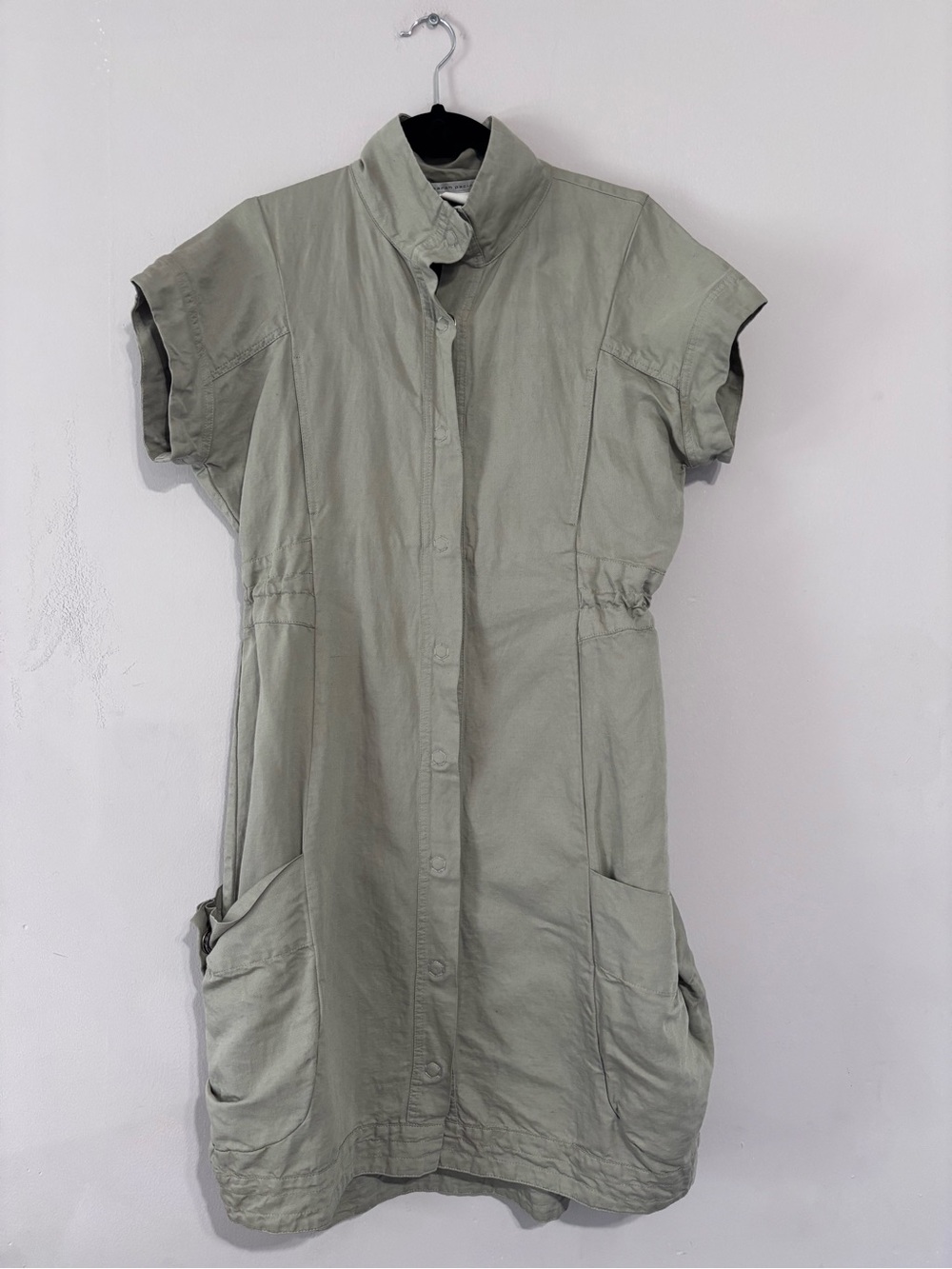 Sarah Pacini Sage Green Short-Sleeve Linen/Cotton Dress‎ Size 1/S
